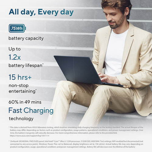 ASUS Zenbook 14 OLED UX3405MA-PZ306W Intel Core Ultra 9 185H Laptop 35.6 cm (14 ASUS Zenbook 14 OLED UX3405MA-PZ306W Intel Core Ultra 9 185H Laptop 35.6 cm (14